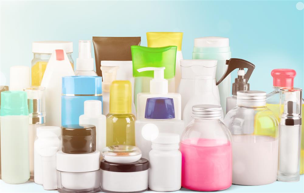 A collection of plastic and glass bottles for retail, commercial, and industrial products.
