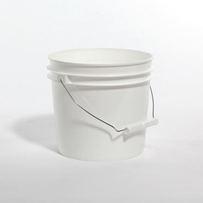 Picture of 1 Gallon White HDPE Open Head Pail with Metal Handle