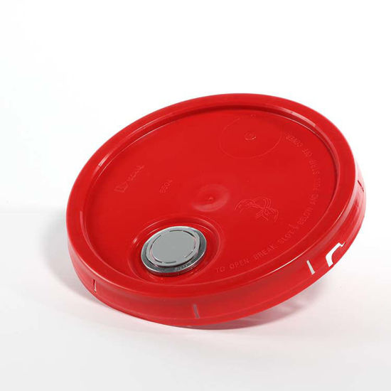 Picture of 3.5-6 Gallon Red HDPE Tear Tab Cover w/ Rieke Flex Spout