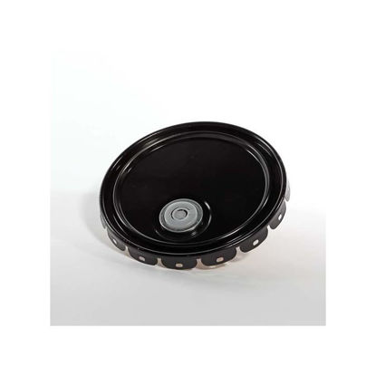Picture of 2.5 - 7 Gallon Black Ring Seal Cover, Buff Epoxy Phenolic Lined w/ 2" Plug (24 Gauge)