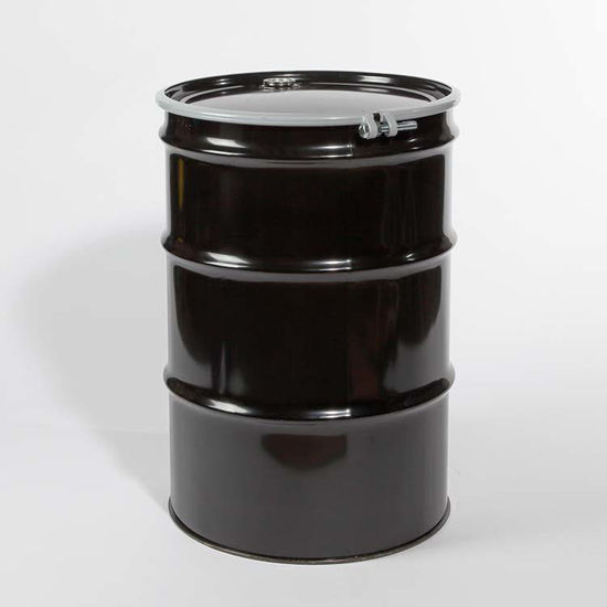 Picture of 55 Gallon Black Steel Open Head Drum, Buff Epoxy Phenolic Lined, UN Rated