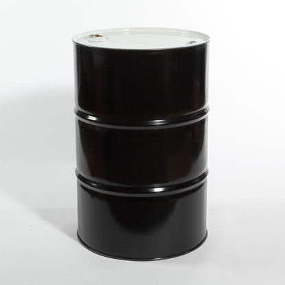Picture of 55 Gallon Black Steel Tight Head Drum, Unlined with 2" and 3/4" Trisure Fittings, UN Rated