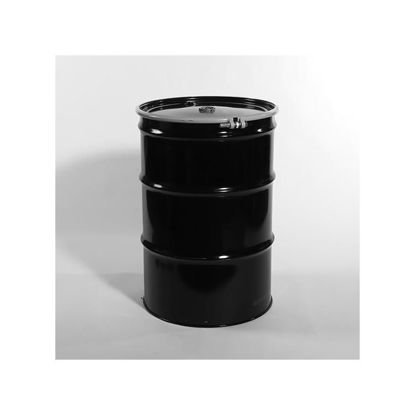 Picture of 55 Gallon Black Steel Open Head Drum, Red Phenolic Lined w/ 2" and 3/4" Fittings