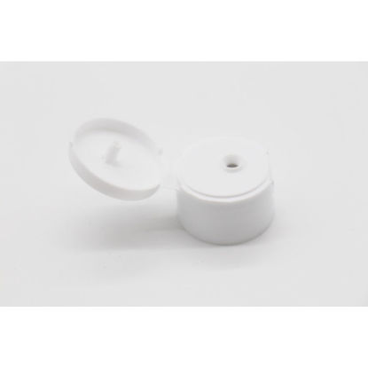 Picture of 28-410 White PP Smooth Top, Smooth Sided Flip Top Cap, 5 mm Orifice