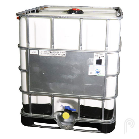 Picture of 275 Gallon UV Remanufactured Tote with 6" Cap and 2" Sealink Ball Valve, Steel Pallet