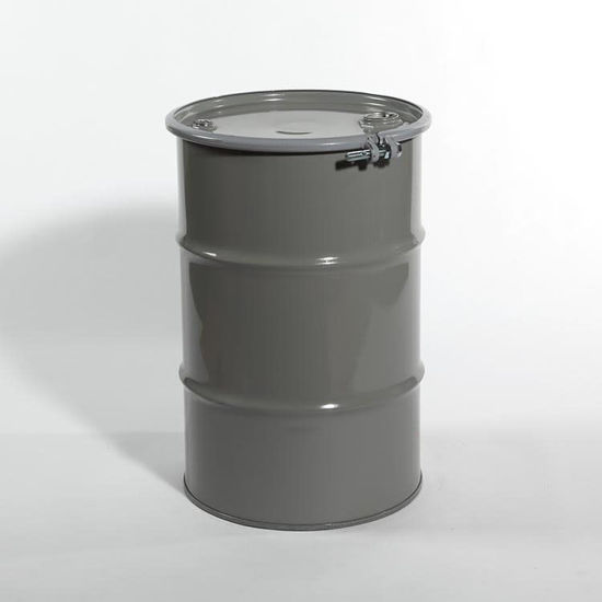 Picture of 30 Gallon Gray Steel Open Head Drum, Rust Inhibited w/ 2" and 3/4" Fittings, UN Rated