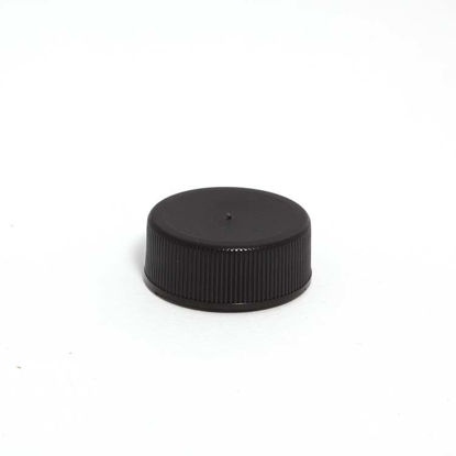 Picture of 28-400 Black PP Matte Top, Ribbed Sides Cap w/ FSM-1 .035 mm Heat Seal for PE Liner