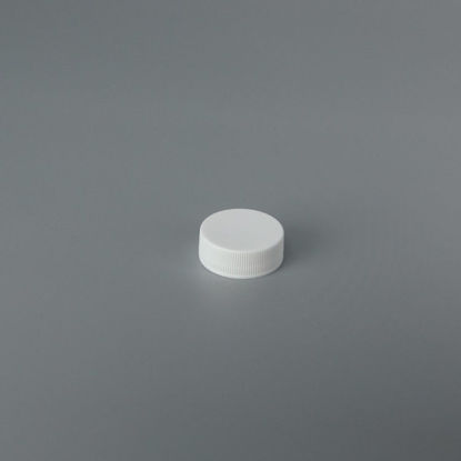 Picture of 28-400 White PP Smooth Top, Ribbed Sides Cap with ISPE/PP U5 Printed Heat Seal For HDPE