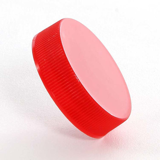Picture of 38-400 Red PP Smooth Top, Ribbed Sides Cap with SG75 Heat Seal for PE Liner