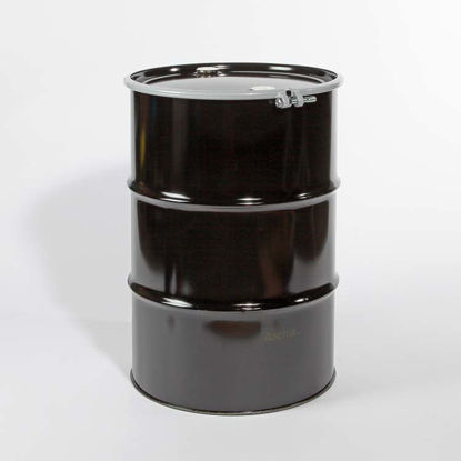 Picture of 55 Gallon Black Steel Open Head Drum, Red Phenolic Lined w/ 2" and 2" Nylon Plugs