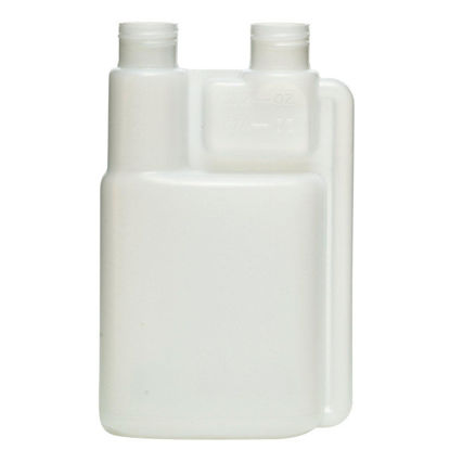 Picture of 32 oz Natural HDPE Twin Neck Bettix, 28-410, 1 oz Chamber, Fluorinated Level 4
