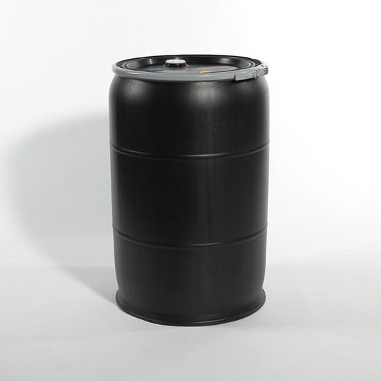 Picture of 55 Gallon Black Plastic Open Head Drum w/ 2" and 3/4" Fittings, UN Rated