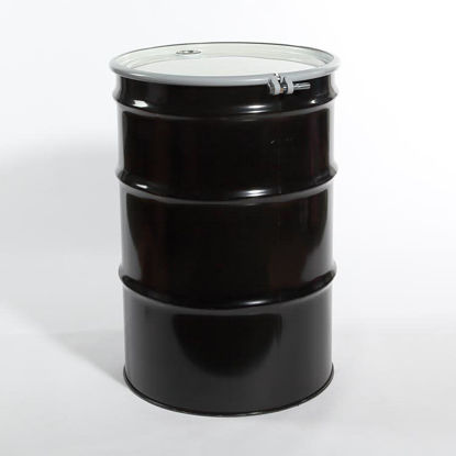 Picture of 55 Gallon Black Steel Open Head Drum, Unlined w/ 2" and 3/4" Fittings, UN Rated