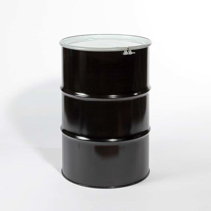 Picture of 55 Gallon Black Steel Open Head Drum, Olive Drab Lined with 2" and 3/4" Fittings