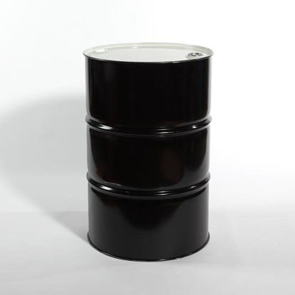Picture of 55 Gallon Black Steel Tight Head Drum, Unlined with 2" and 3/4" Fittings, UN Rated (Poly Irradiated Gaskets)