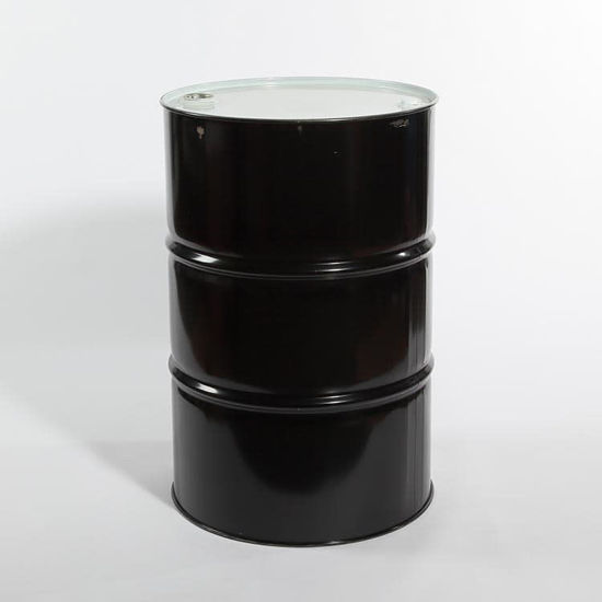 Picture of 55 Gallon Black Steel Tight Head Drum, Buff Epoxy Phenolic Lined w/ 2" and 3/4" Fittings, UN Rated (Buna Gaskets)