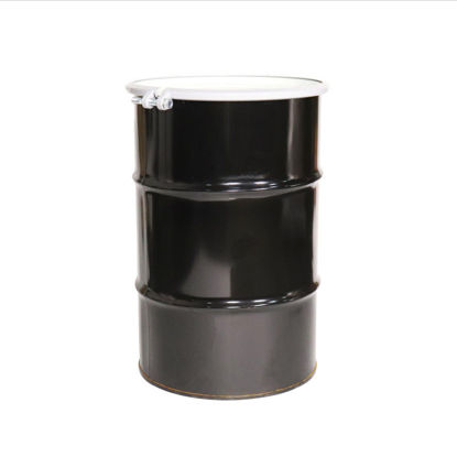 Picture of 55 Gallon Black Steel Open Head Drum, Unlined with 2" & 3/4" Fittings, UN Rated