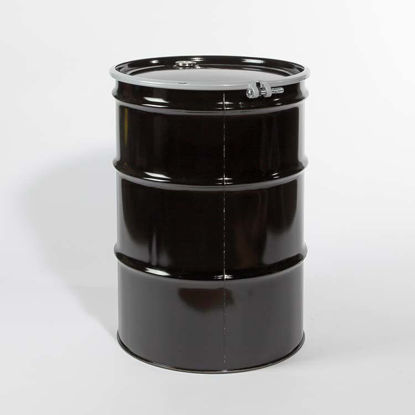 Picture of 55 Gallon Black Steel Open Head Drum, Unlined with 2" and 3/4" Fittings, UN Rated