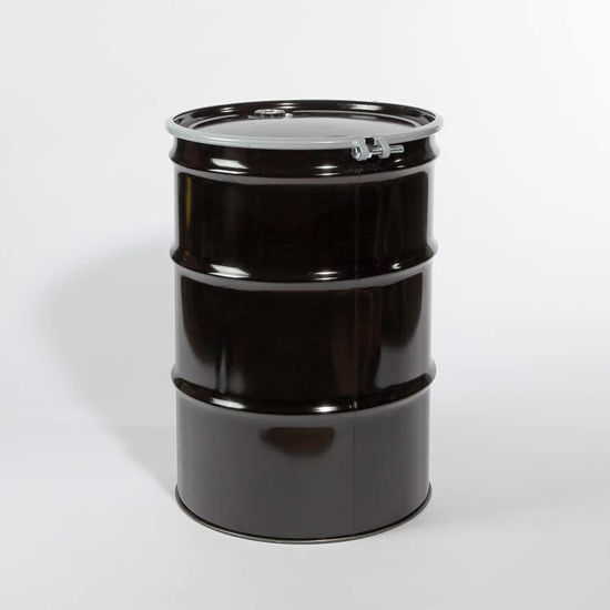 Picture of 55 Gallon Black Steel Open Head Drum, Rust Inhibited with 2" and 3/4" Fittings, UN Rated
