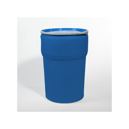 Picture of 48 Gallon Blue Plastic Open Head Drum, UN Rated