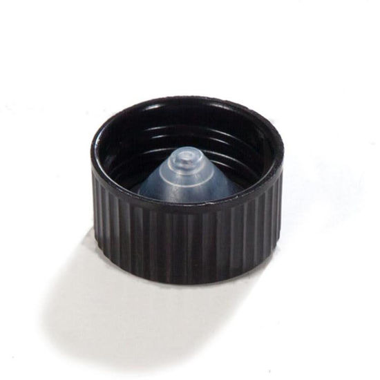 Picture of 20-400 Black PP Phenolic Ribbed Cap with Poly Seal Liner