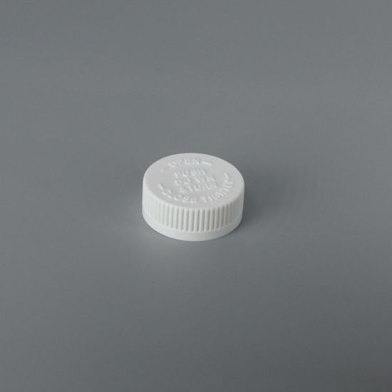 Picture of 38-400 White PP Child Resistant Cap with FS1-15/C1S.008 Printed (For PE/PP)