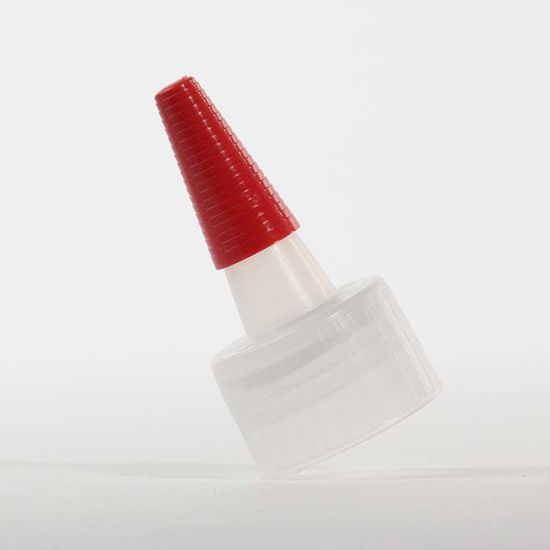 Picture of 24-410 Natural LDPE Spout Cap with Regular Red Tip, Easy Peel Heat Seal Liner