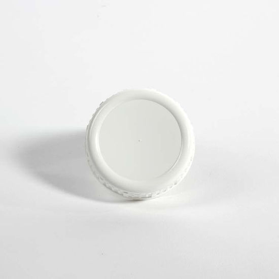 Picture of 63-485 White PP Matte Top, Ribbed Sides Cap w/ FSM-1 .035 mm Pulp Foil with Heat Seal Liner