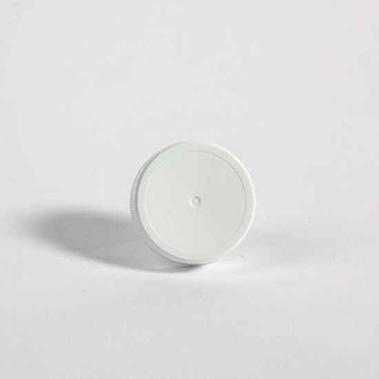 Picture of 38-400 White PP Matte Top, Ribbed Sides Cap w/ FSM-1 Heat Seal for PE Liner