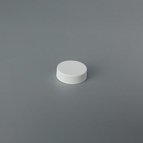 Picture of 33-400 White PP Matte Top, Ribbed Sides Cap with SG75 Plain Liner (Heat Seal For PE)