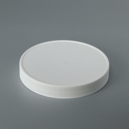 Picture of 110-400 White PP Matte Top, Ribbed Sides Cap with PS Liner, Printed for HDPE