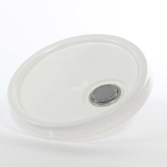 Picture of 3.5-7 Gallon White HDPE Tear Tab Cover w/ Rieke Flex Spout