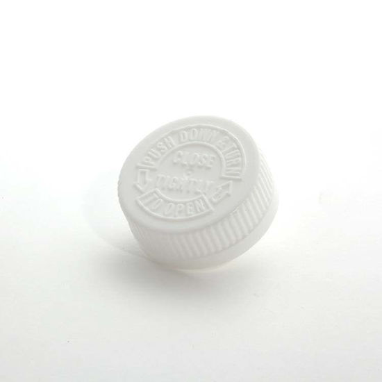 Picture of 38-400 White PP Child Resistant Cap w/ F217 Foam Circumvent Y4 Liner