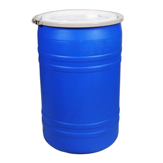Picture of 30 Gallon Blue Plastic Open Head Drum, 2" & 3/4" Fittings UN Rated