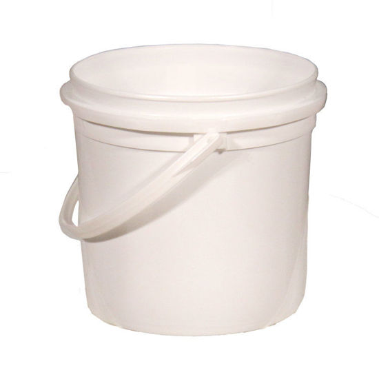 Picture of 64 oz White HDPE Pry Off Tub with Handle