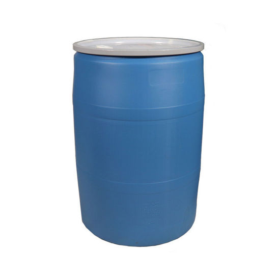 Picture of 55 Gallon Blue Plastic Open Head Drum, Natural Cover, UN Rated