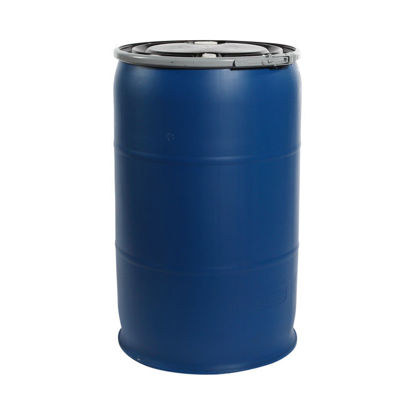 Picture of 55 Gallon Blue Plastic Open Head with Black Cover, 2" & 3/4" Fittings, UN Rated