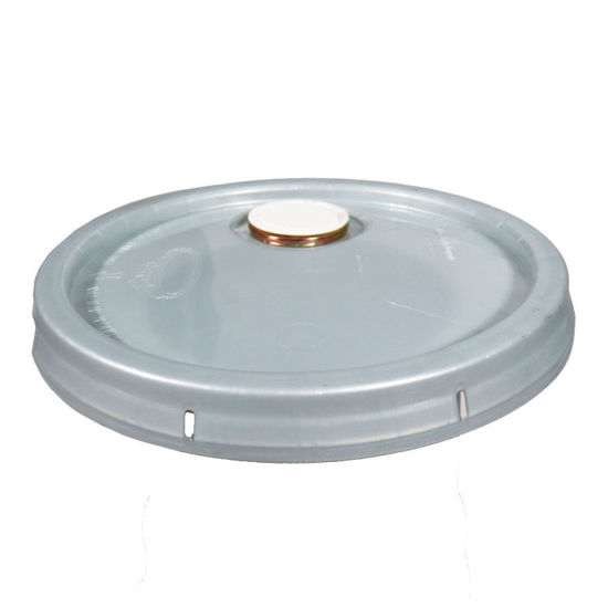 Picture of Silver HDPE Tear Tab Cover for Plastic Pails 3.5 - 6.5 Gallons, Rieke Spout