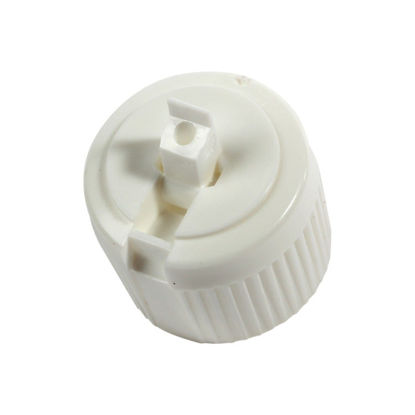 Picture of 28-410 White PE Turret Spout Cap w/ PS168 Liner (3mm Orifice)