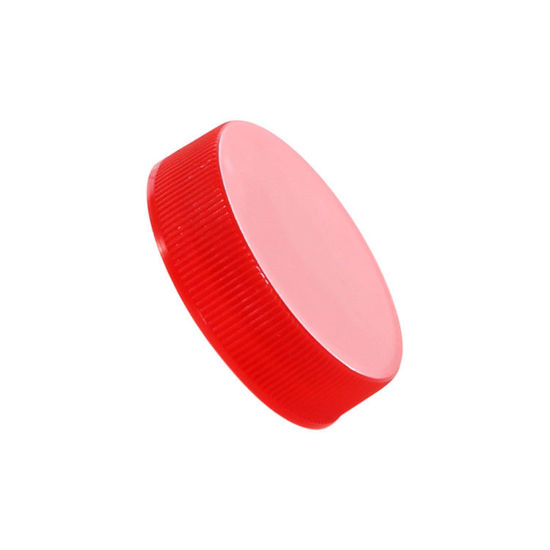 Picture of 38-400 Red PP Smooth Top, Ribbed Sides Cap with SG75 Heat Seal for PE Liner