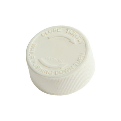 Picture of 33-400 White PP Child Resistant Cap w/ FS M-1 Pulp Heat Seal for HDPE Liner