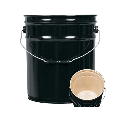 Picture of 5 Gallon Black Open Head Pail, Buff Epoxy Phenolic Lined, UN Rated