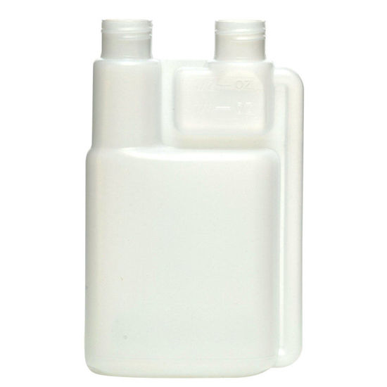 Picture of 8 oz Natural HDPE Twin Neck Bettix, 24-410, 1/2 oz Chamber, Fluorinated Level 5