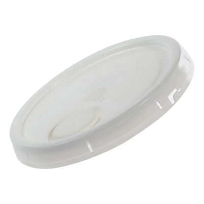 Picture of White HDPE Tear Tab Cover w/ 70 mm Cap for 3.5 - 7 Gallon Pails