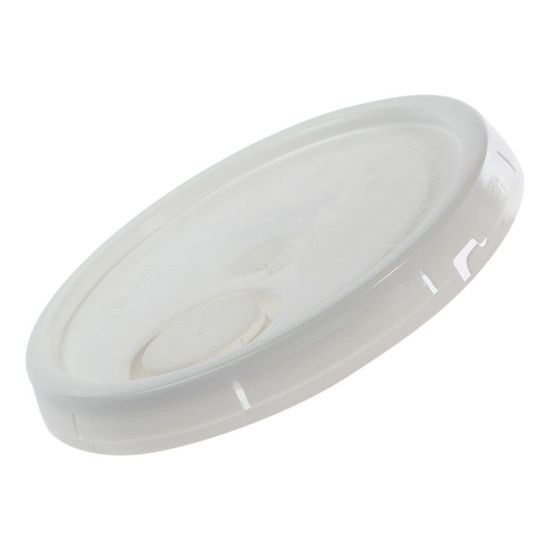 Picture of White HDPE Tear Tab Cover w/ 70 mm Cap for 3.5 - 7 Gallon Pails