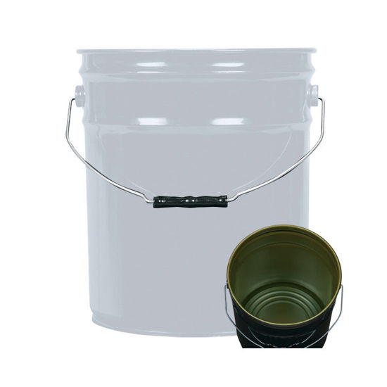 Picture of 5 Gallon Gray Open Head Pail, Green Phenolic Lined, UN Rated