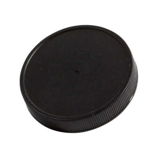 Picture of 63-400 Black PP Matte Top, Ribbed Sides Cap with ISPP-U-ISE Plain Heat Seal for PP Liner