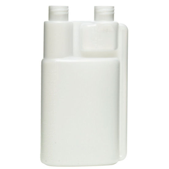 Picture of 16 oz Natural HDPE Twin Neck Bettix, 28-410, 1 oz Chamber, Fluorinated Level 9
