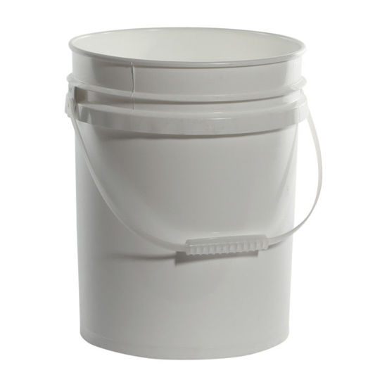 Picture of 5 Gallon White HDPE Open Head Pail w/ Plastic Handle, UN Rated