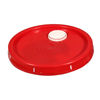 Picture of Red HDPE Tear Tab Cover for Plastic Pails 3.5 - 6 Gallons, All Plastic Spout